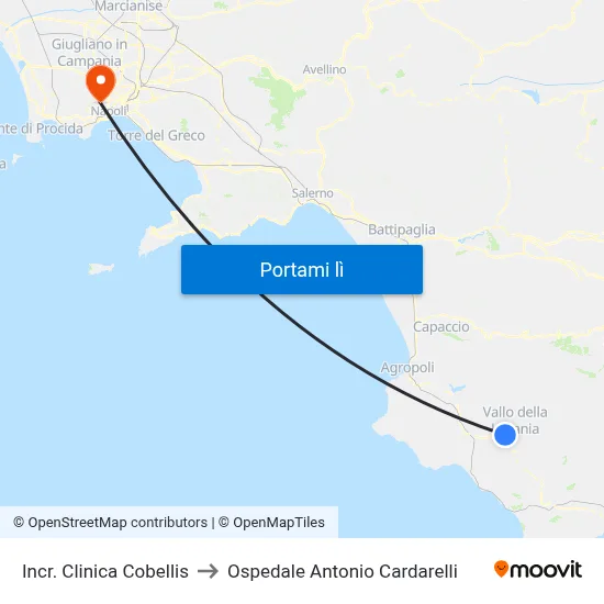 Incr. Clinica Cobellis to Ospedale Antonio Cardarelli map