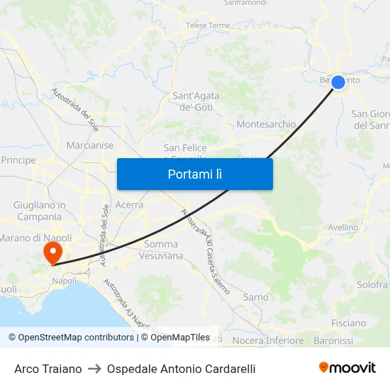 Arco Traiano to Ospedale Antonio Cardarelli map