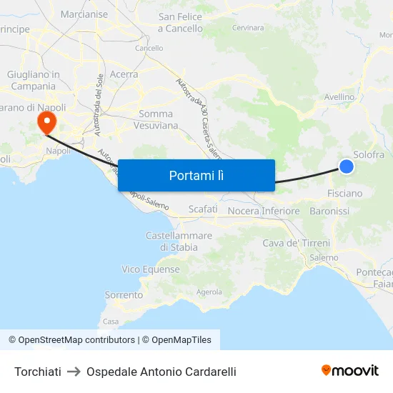 Torchiati to Ospedale Antonio Cardarelli map