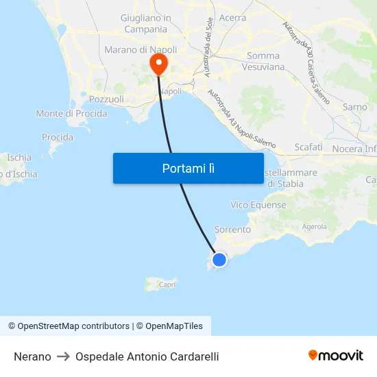 Nerano to Ospedale Antonio Cardarelli map
