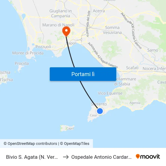 Bivio S. Agata (N. Verde) to Ospedale Antonio Cardarelli map