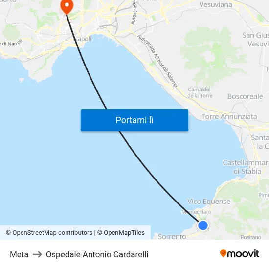Meta to Ospedale Antonio Cardarelli map