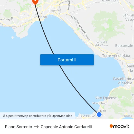 Piano Sorrento to Ospedale Antonio Cardarelli map