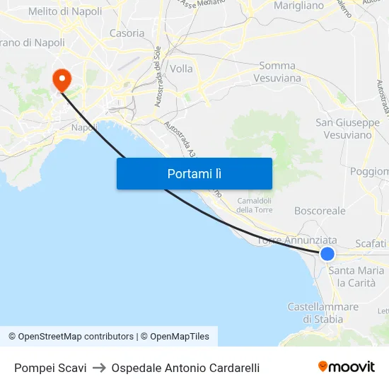 Pompei Scavi to Ospedale Antonio Cardarelli map