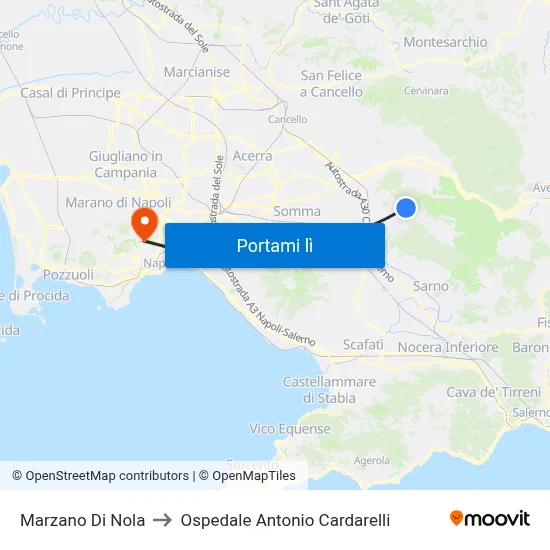 Marzano Di Nola to Ospedale Antonio Cardarelli map