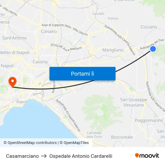 Casamarciano to Ospedale Antonio Cardarelli map