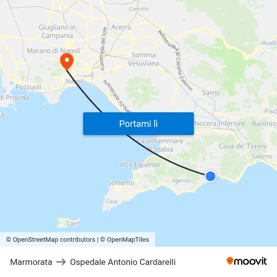 Marmorata to Ospedale Antonio Cardarelli map