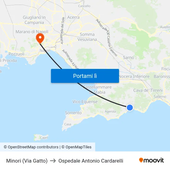 Minori (Via Gatto) to Ospedale Antonio Cardarelli map