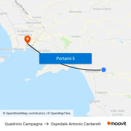 Quadrivio Campagna to Ospedale Antonio Cardarelli map