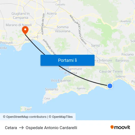 Cetara to Ospedale Antonio Cardarelli map