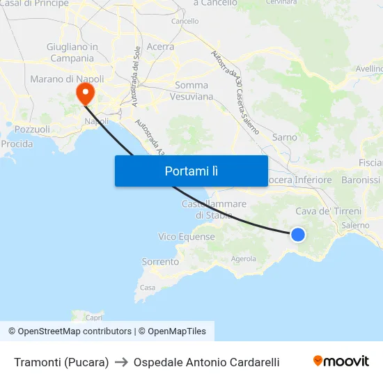 Tramonti (Pucara) to Ospedale Antonio Cardarelli map