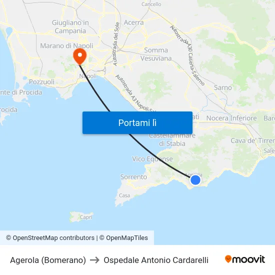 Agerola (Bomerano) to Ospedale Antonio Cardarelli map