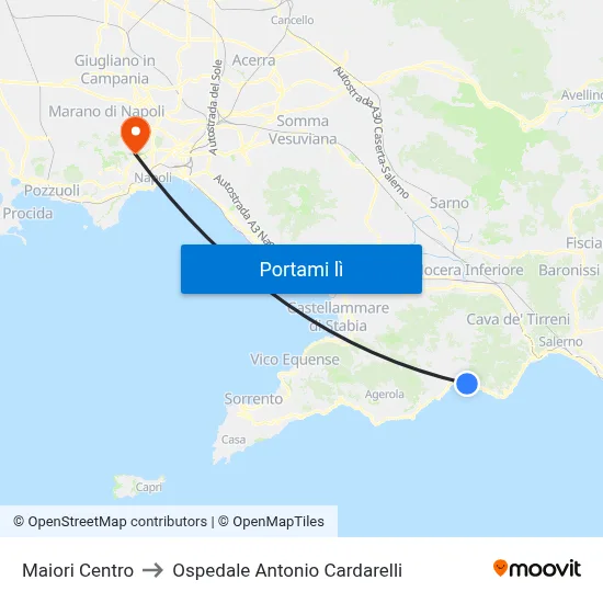 Maiori Centro to Ospedale Antonio Cardarelli map