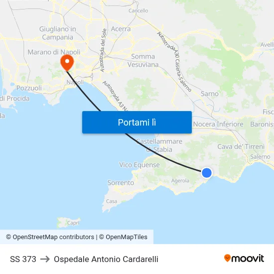 SS 373 to Ospedale Antonio Cardarelli map
