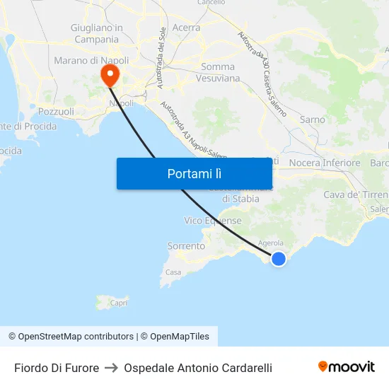 Fiordo Di Furore to Ospedale Antonio Cardarelli map