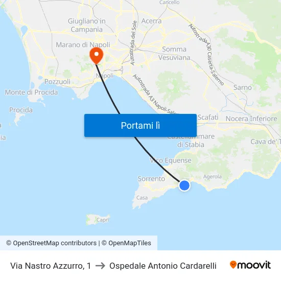 Via Nastro Azzurro, 1 to Ospedale Antonio Cardarelli map