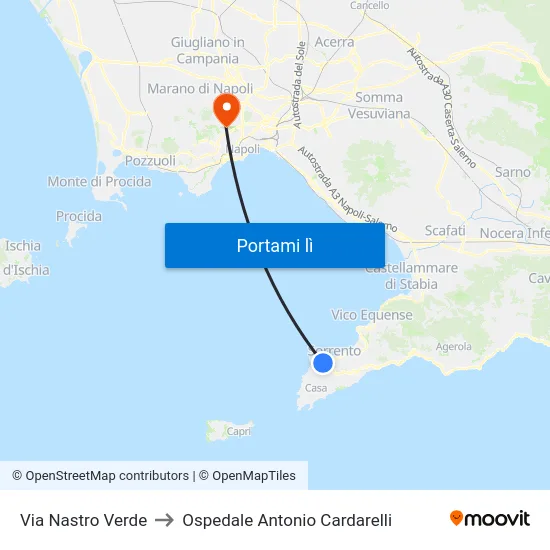 Via Nastro Verde to Ospedale Antonio Cardarelli map