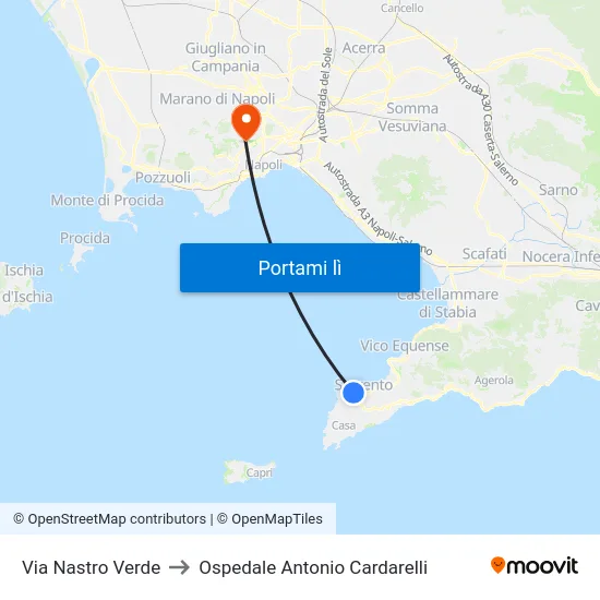 Via Nastro Verde to Ospedale Antonio Cardarelli map
