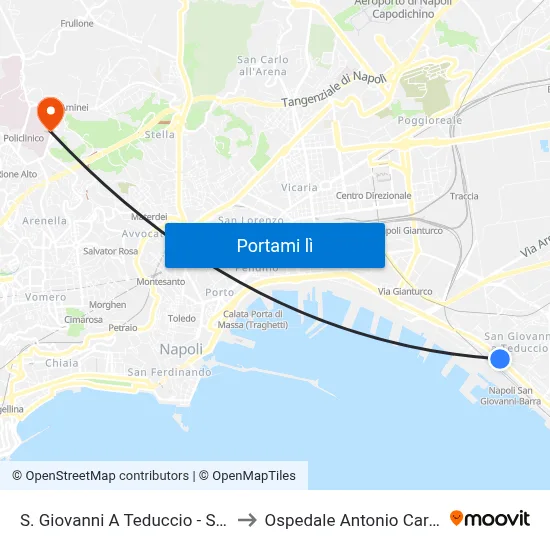 S. Giovanni A Teduccio - Sperone to Ospedale Antonio Cardarelli map