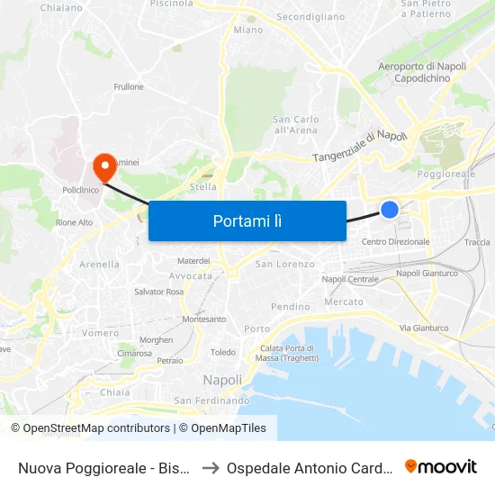 Nuova Poggioreale - Biscardi to Ospedale Antonio Cardarelli map