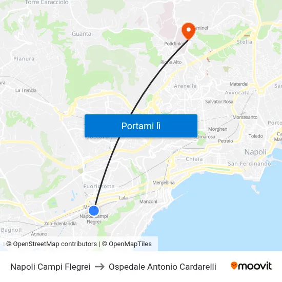 Napoli Campi Flegrei to Ospedale Antonio Cardarelli map