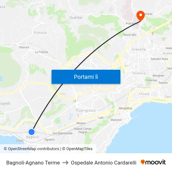 Bagnoli-Agnano Terme to Ospedale Antonio Cardarelli map
