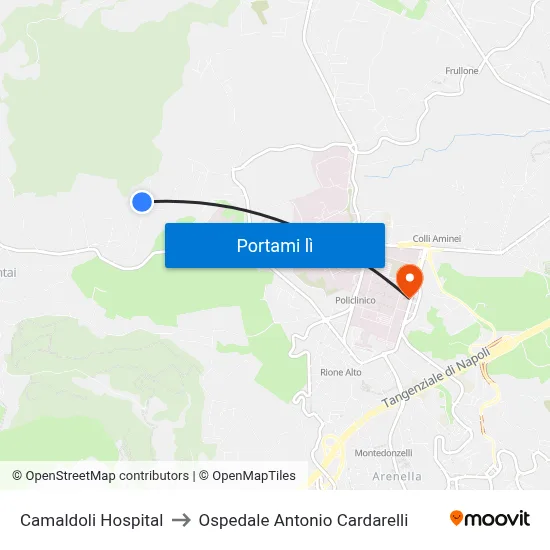 Camaldoli Hospital to Ospedale Antonio Cardarelli map