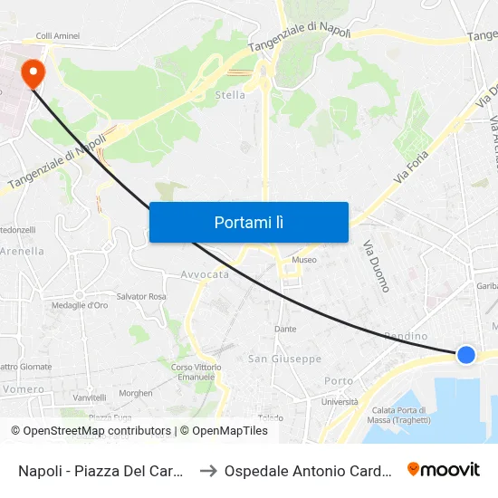 Napoli - Piazza Del Carmine to Ospedale Antonio Cardarelli map