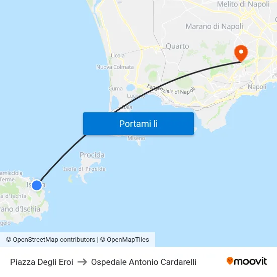 Piazza Degli Eroi to Ospedale Antonio Cardarelli map