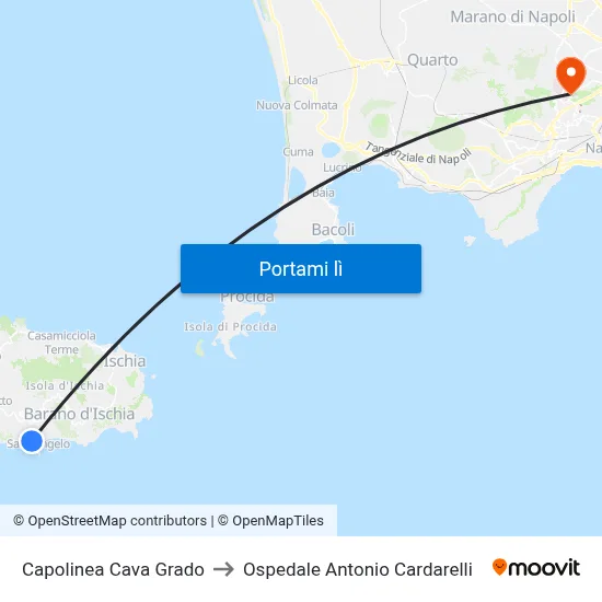 Capolinea Cava Grado to Ospedale Antonio Cardarelli map