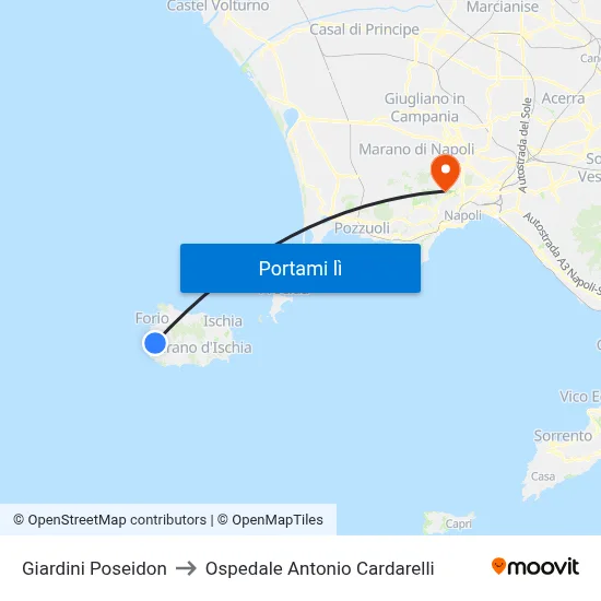 Giardini Poseidon to Ospedale Antonio Cardarelli map