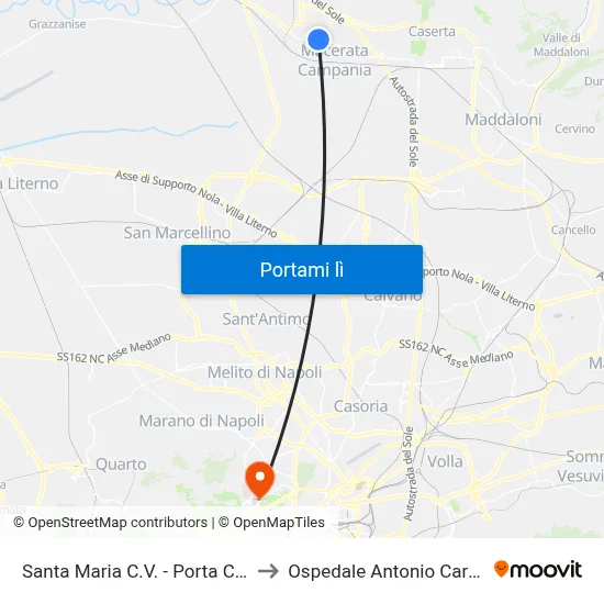 Santa Maria C.V. - Porta Caserta to Ospedale Antonio Cardarelli map