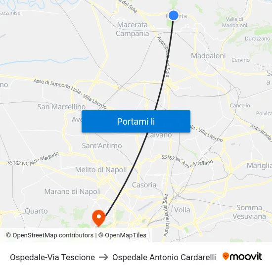 Ospedale-Via Tescione to Ospedale Antonio Cardarelli map