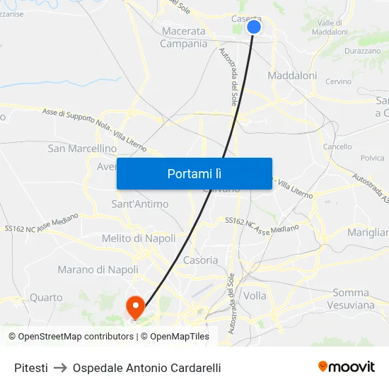 Pitesti to Ospedale Antonio Cardarelli map