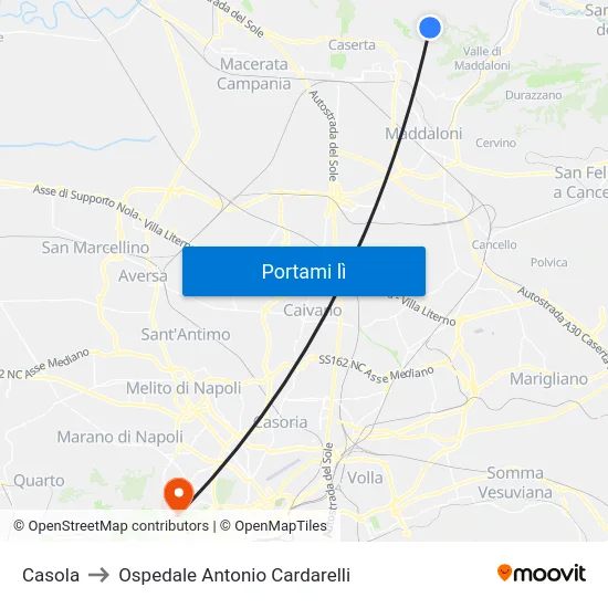 Casola to Ospedale Antonio Cardarelli map
