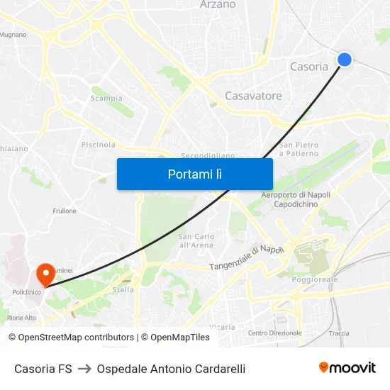 Casoria FS to Ospedale Antonio Cardarelli map