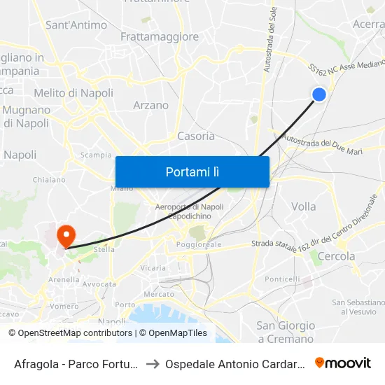 Afragola - Parco Fortuna to Ospedale Antonio Cardarelli map