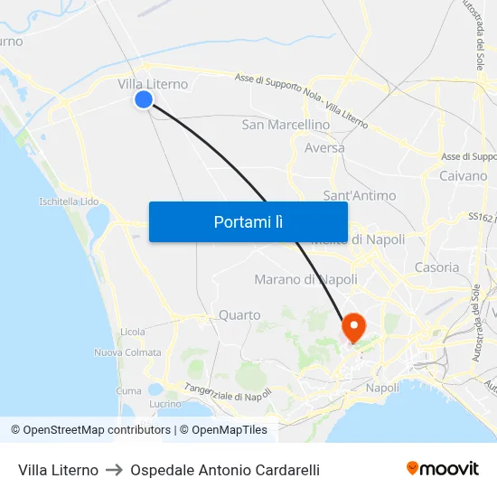 Villa Literno to Ospedale Antonio Cardarelli map