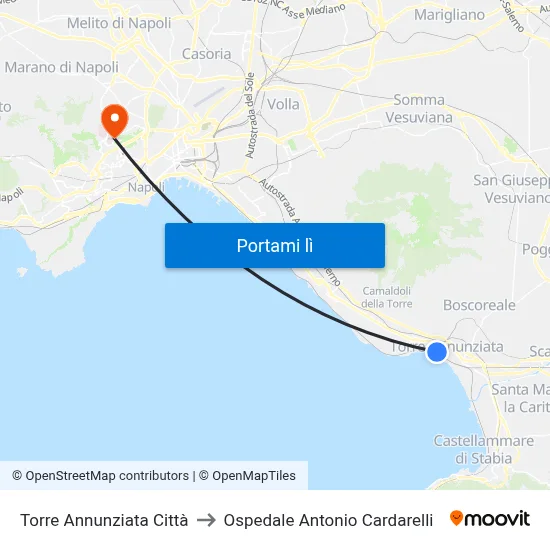 Torre Annunziata Città to Ospedale Antonio Cardarelli map