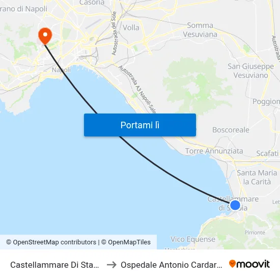 Castellammare Di Stabia to Ospedale Antonio Cardarelli map