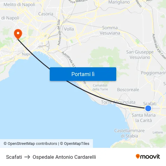 Scafati to Ospedale Antonio Cardarelli map