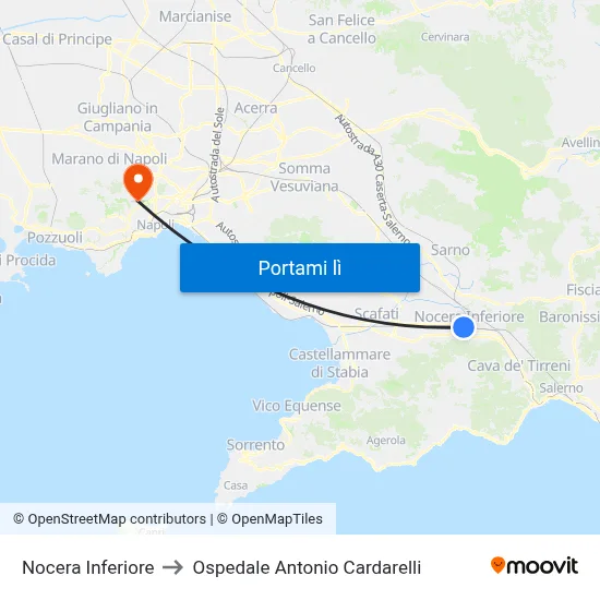 Nocera Inferiore to Ospedale Antonio Cardarelli map