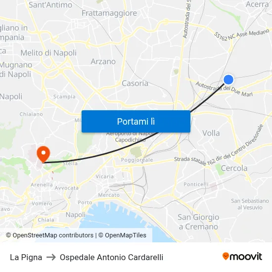 La Pigna to Ospedale Antonio Cardarelli map
