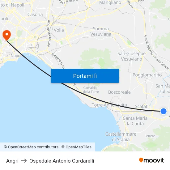 Angri to Ospedale Antonio Cardarelli map