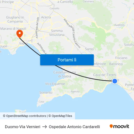 Duomo-Via Vernieri to Ospedale Antonio Cardarelli map