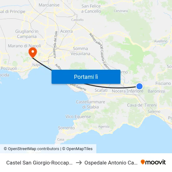 Castel San Giorgio-Roccapiemonte to Ospedale Antonio Cardarelli map