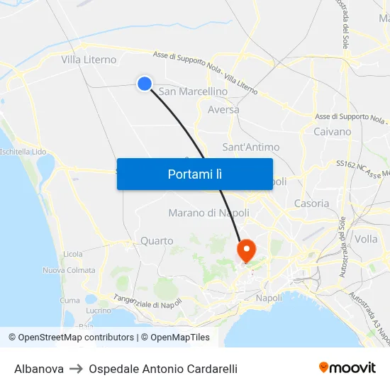 Albanova to Ospedale Antonio Cardarelli map