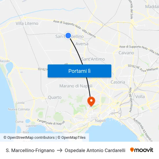 S. Marcellino-Frignano to Ospedale Antonio Cardarelli map