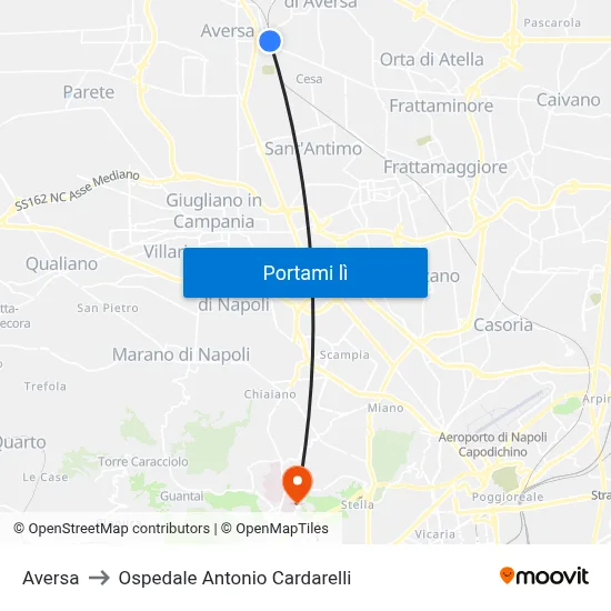 Aversa to Ospedale Antonio Cardarelli map