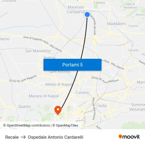 Recale to Ospedale Antonio Cardarelli map